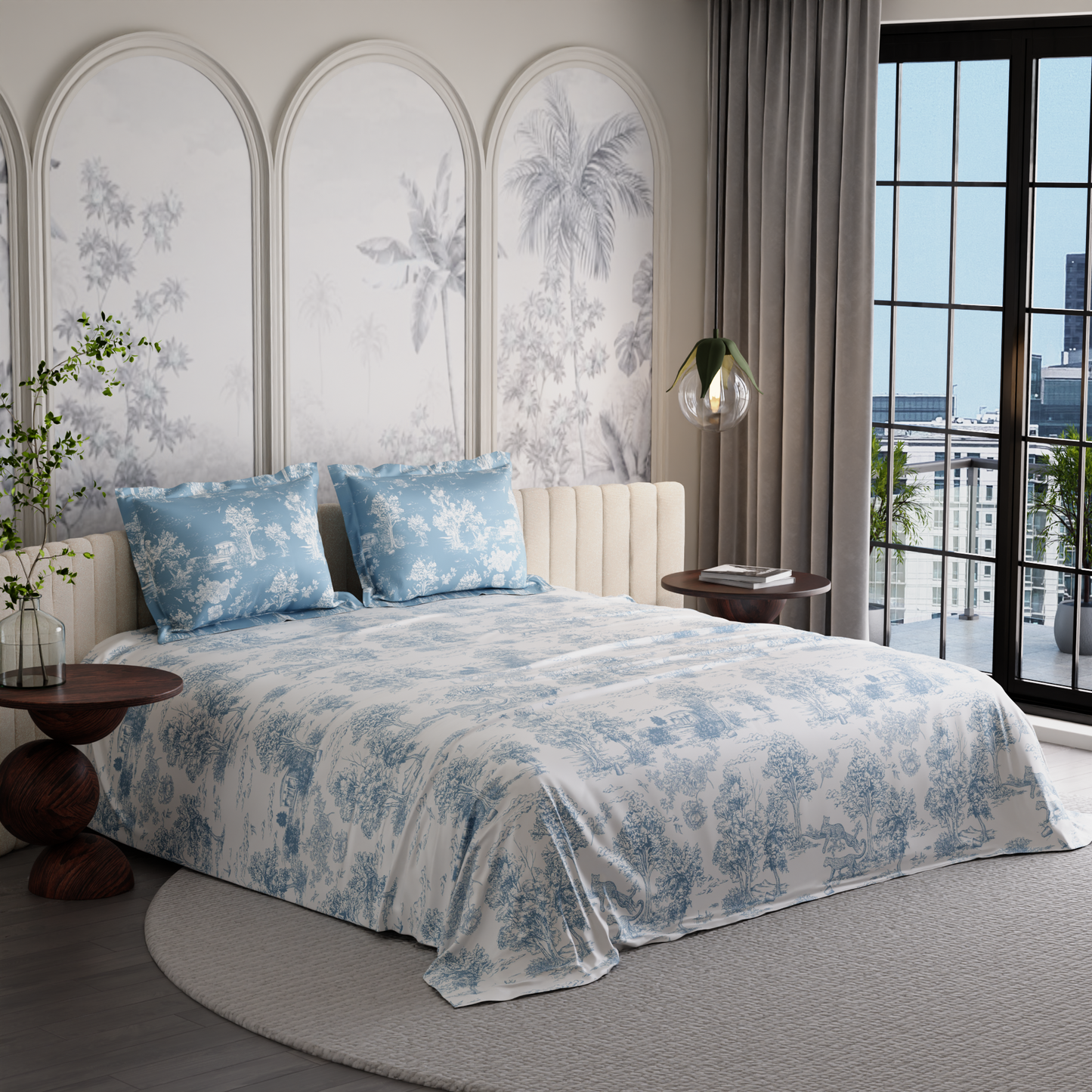 Snow Flower 300TC 100% Cotton Bedsheet Set