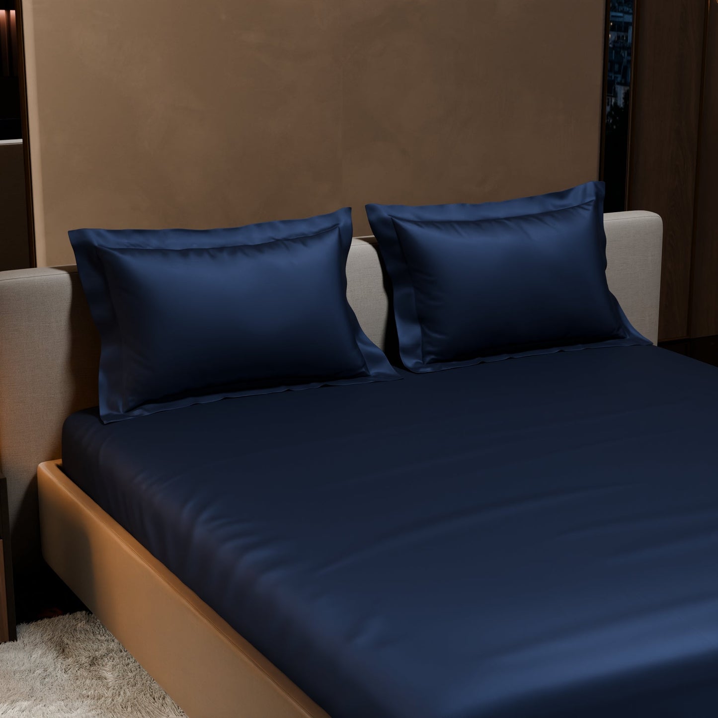 Mystique Blue Fitted Bedsheet Set
