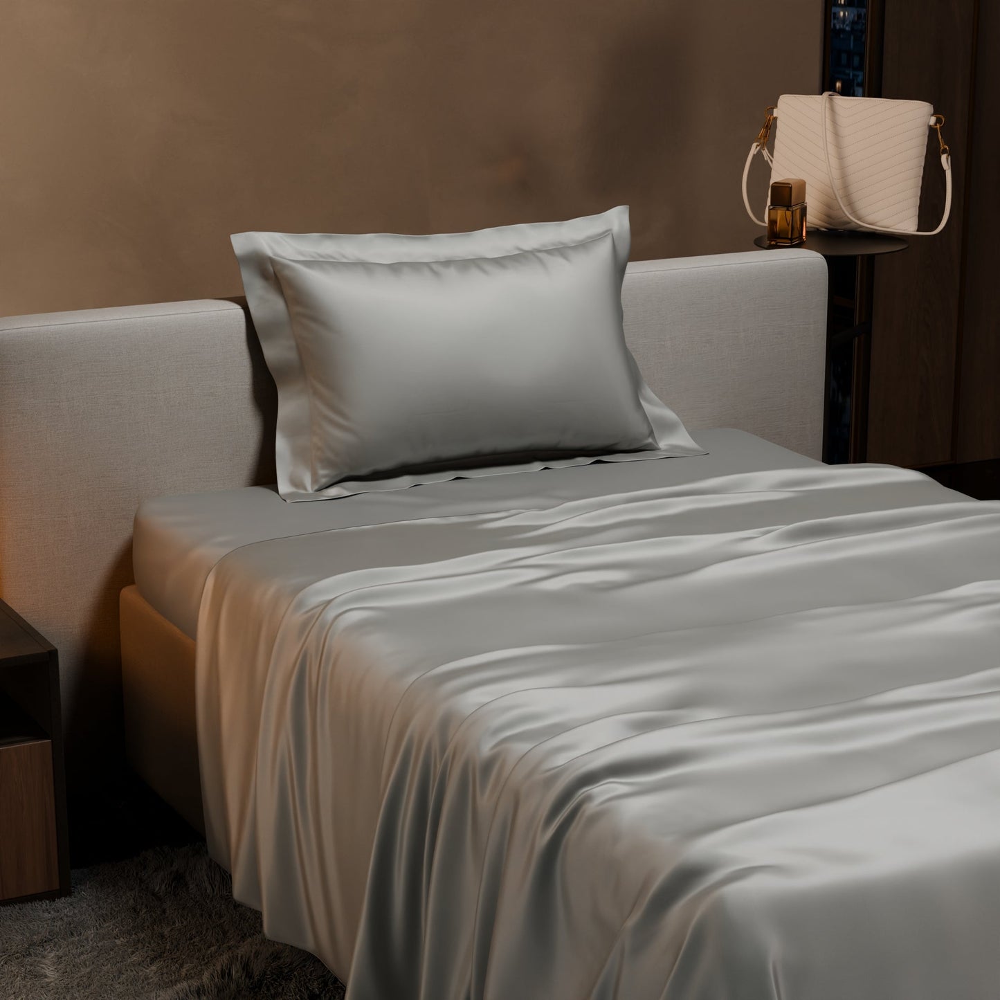 Harbour Mist Grey Flat Bedsheet Set