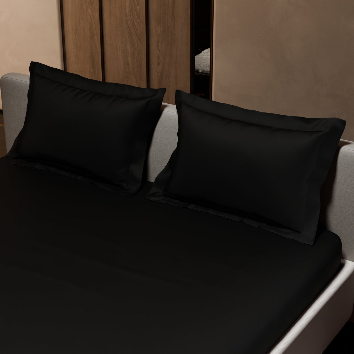 Midnight Black Fitted Bedsheet Set