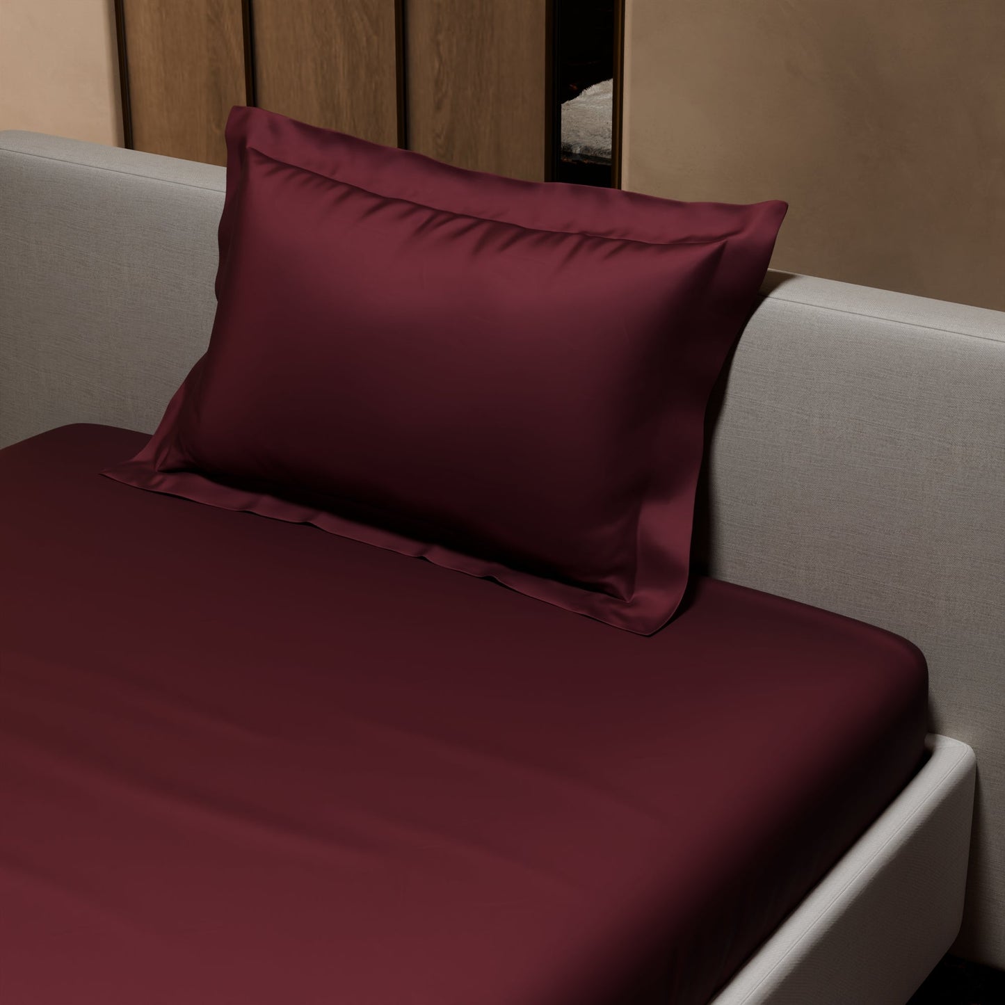 Velvet Wine Fitted Bedsheet Set