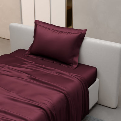 Velvet Wine Flat Bedsheet Set
