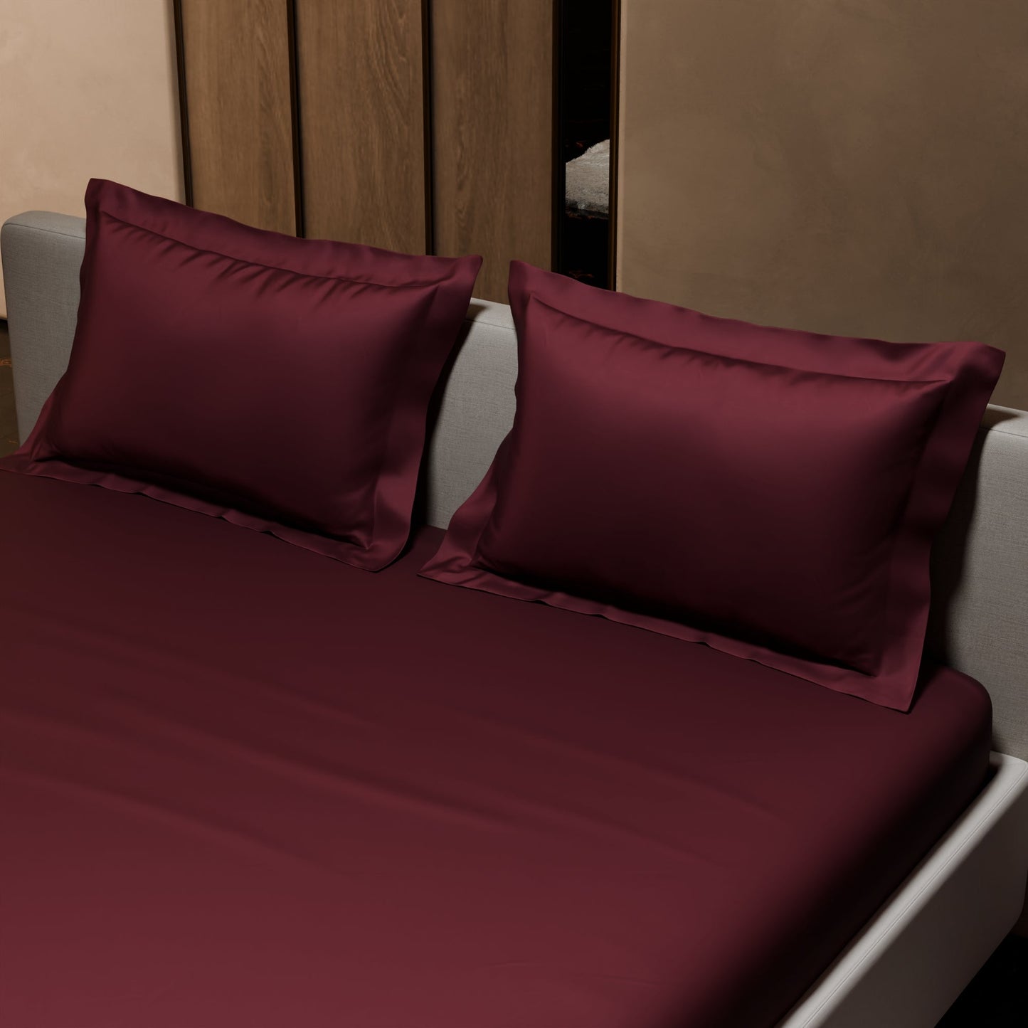 Velvet Wine Fitted Bedsheet Set