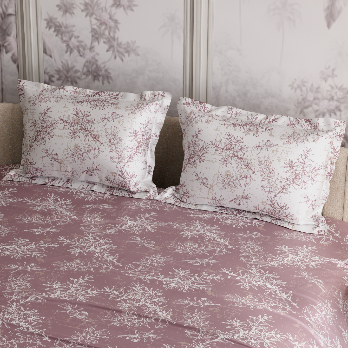 Ember Leaf 300TC 100% Cotton Bedsheet Set