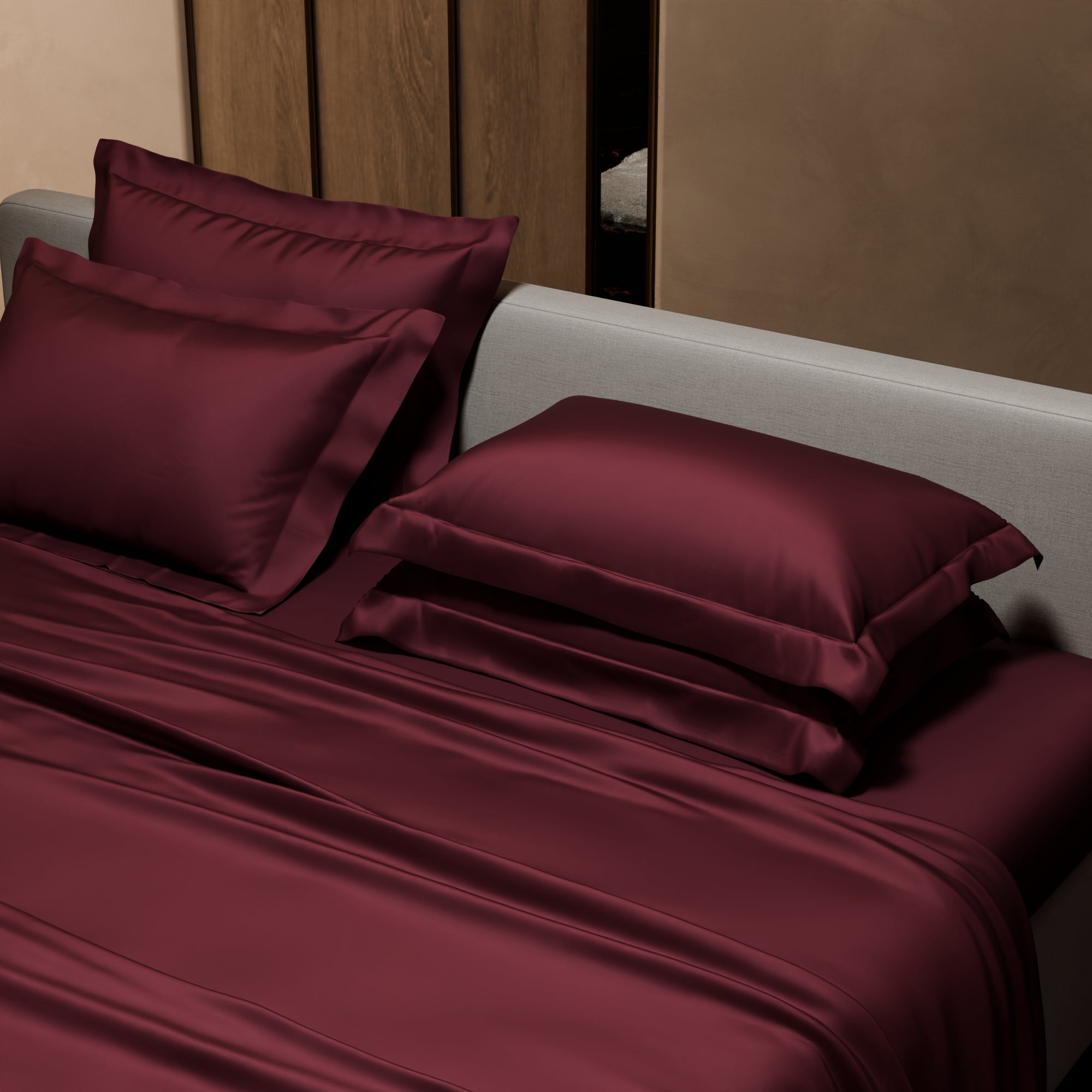 Velvet Wine Flat Bedsheet Set