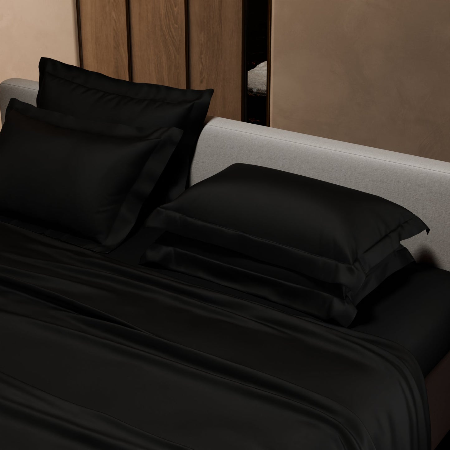 Midnight Black Flat Bedsheet Set