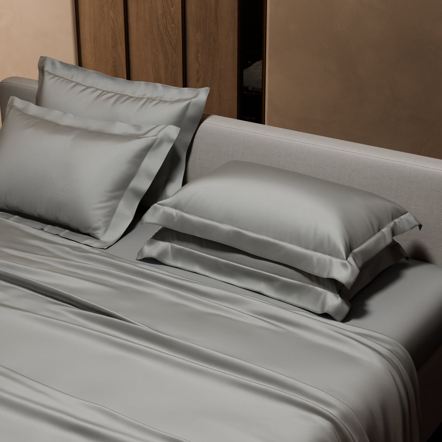 Harbour Mist Grey Flat Bedsheet Set