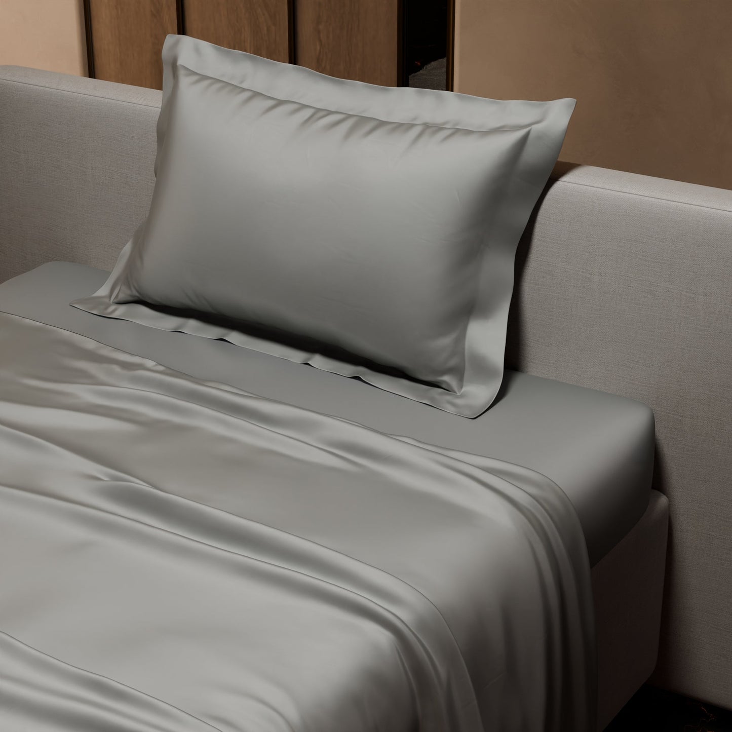 Harbour Mist Grey Flat Bedsheet Set