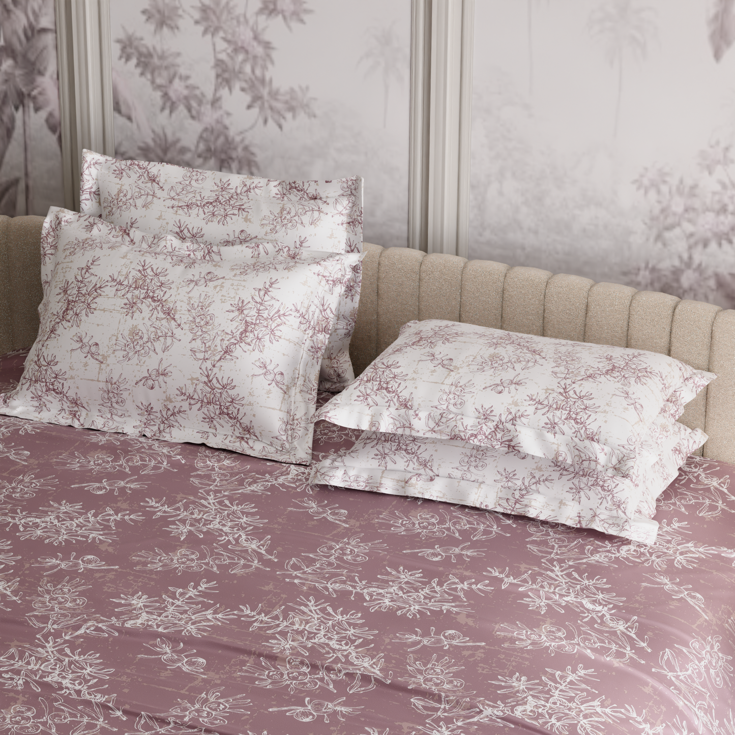Ember Leaf 300TC 100% Cotton Bedsheet Set