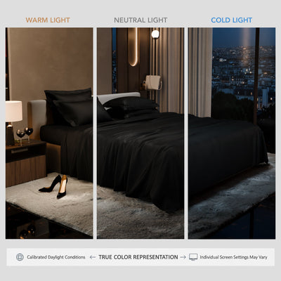 Midnight Black Flat Bedsheet Set