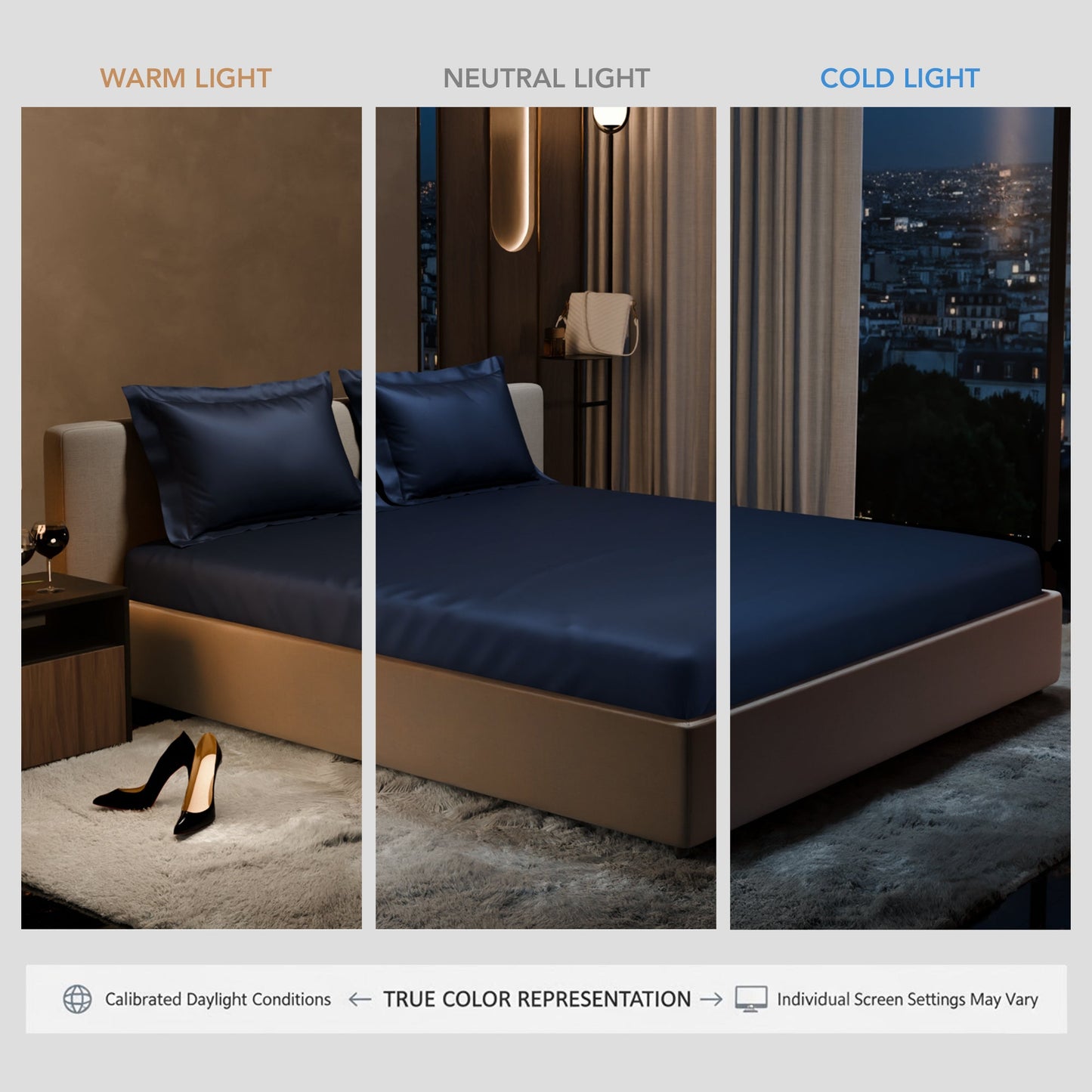 Mystique Blue Fitted Bedsheet Set