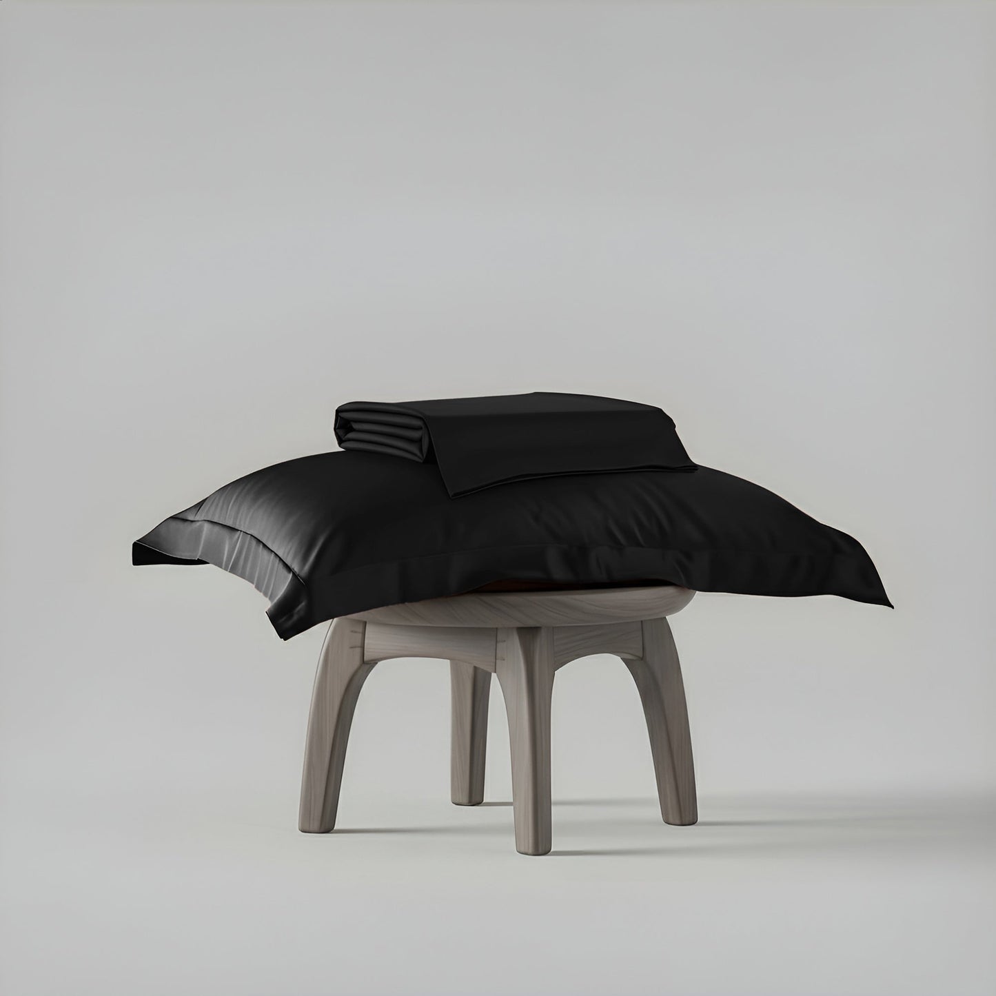 Midnight Black Flat Bedsheet Set