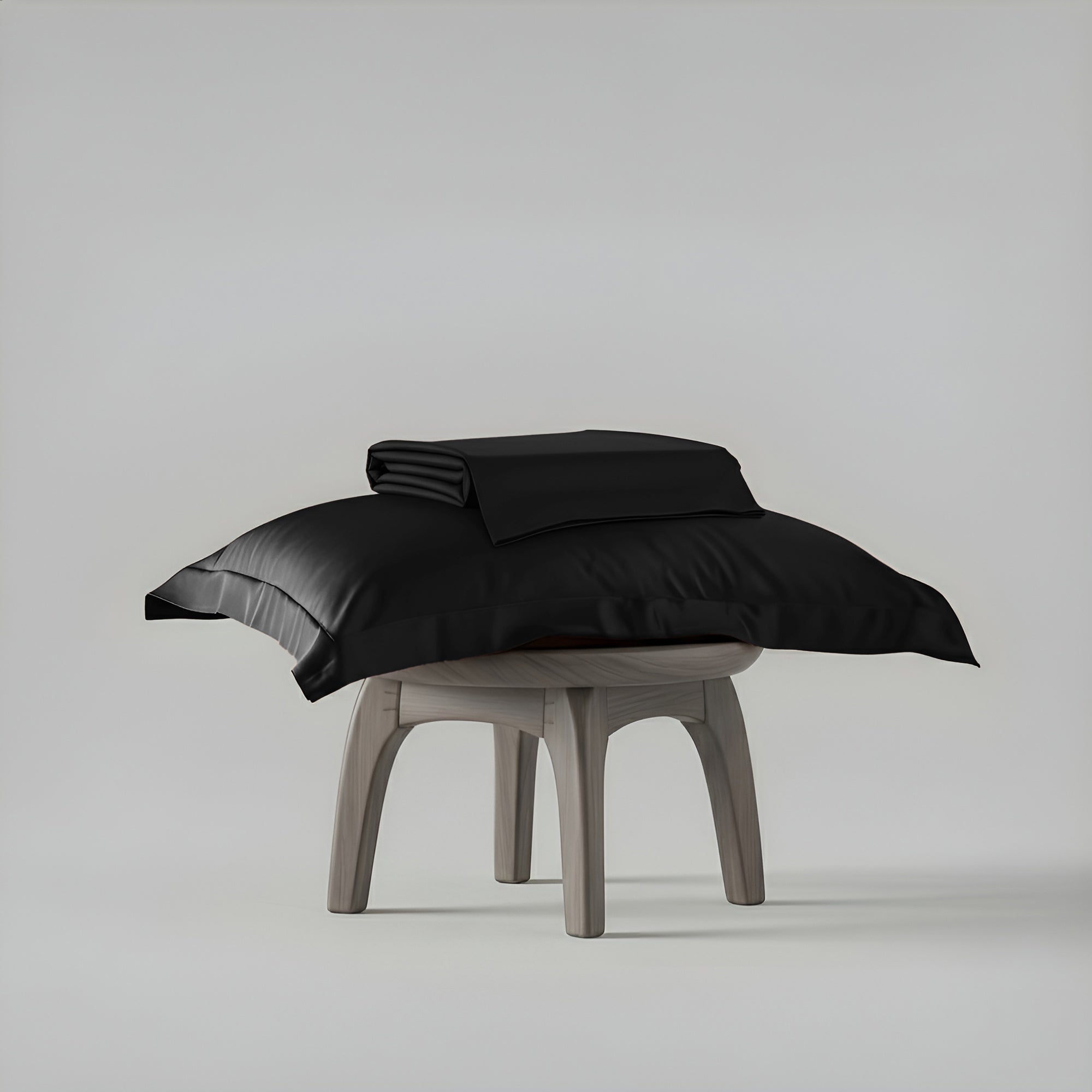 Midnight Black Flat Bedsheet Set