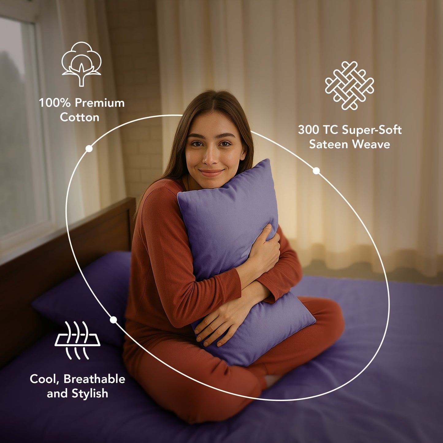 Ember Leaf 300TC 100% Cotton Bedsheet Set