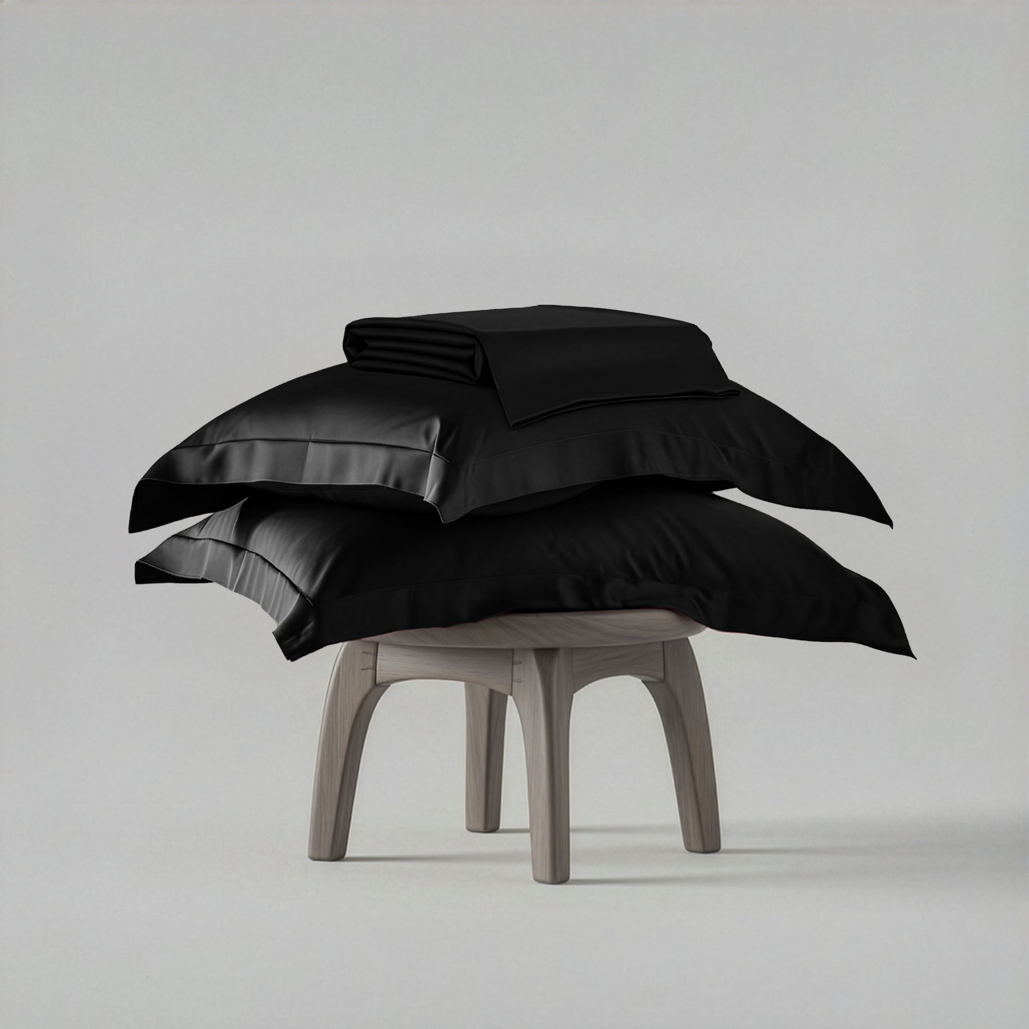 Midnight Black Flat Bedsheet Set