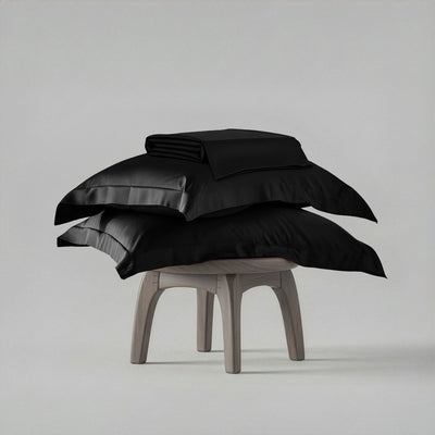 Midnight Black Flat Bedsheet Set