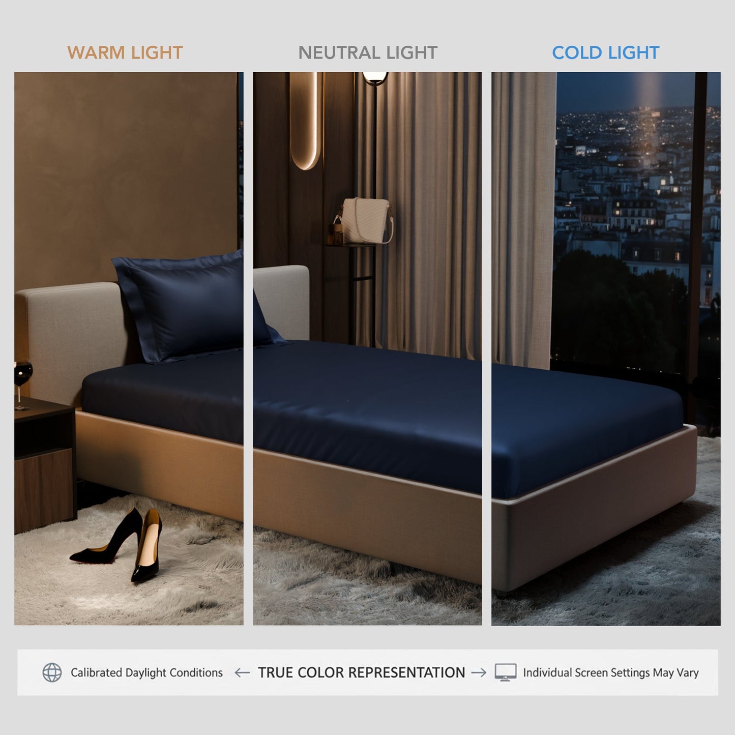 Mystique Blue Fitted Bedsheet Set