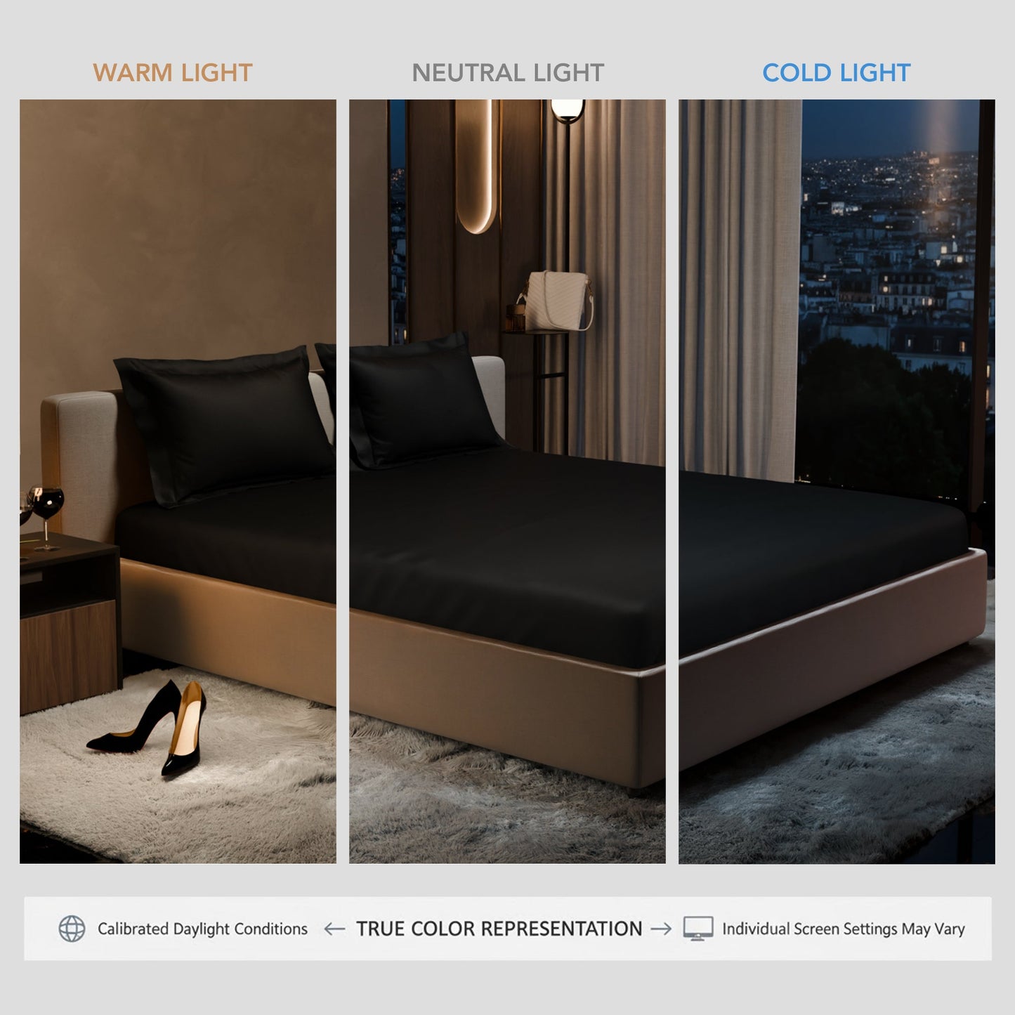 Midnight Black Fitted Bedsheet Set
