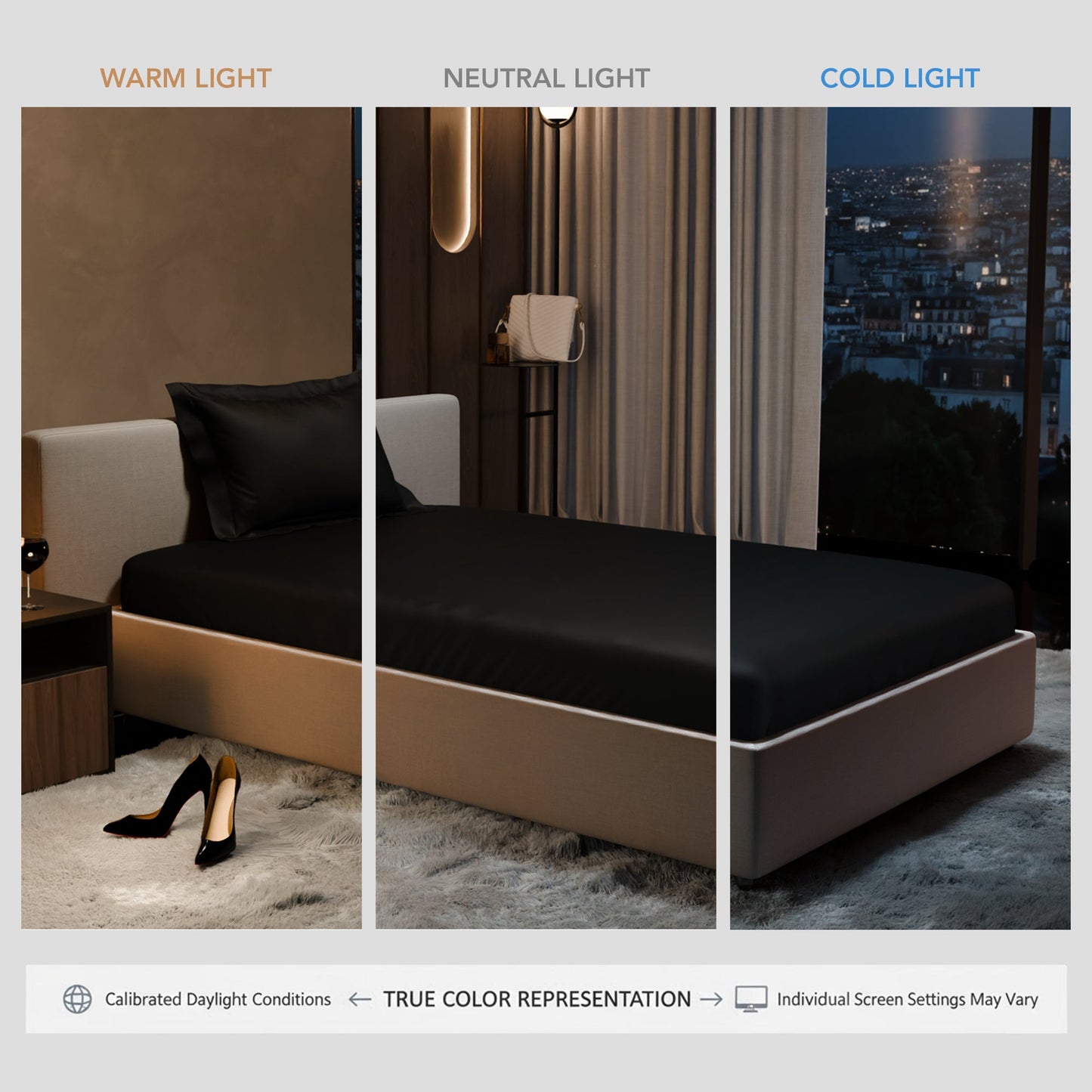 Midnight Black Fitted Bedsheet Set