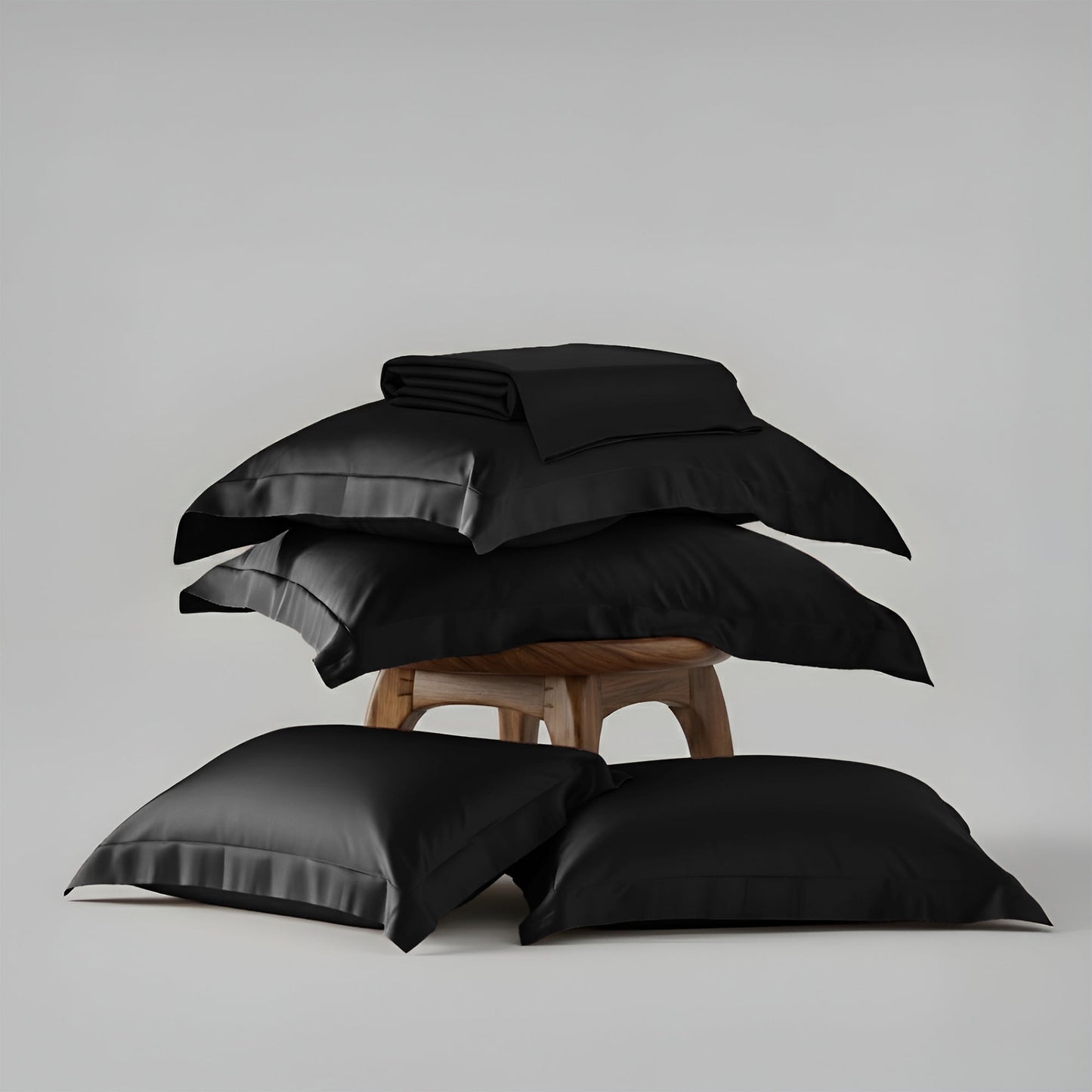 Midnight Black Flat Bedsheet Set