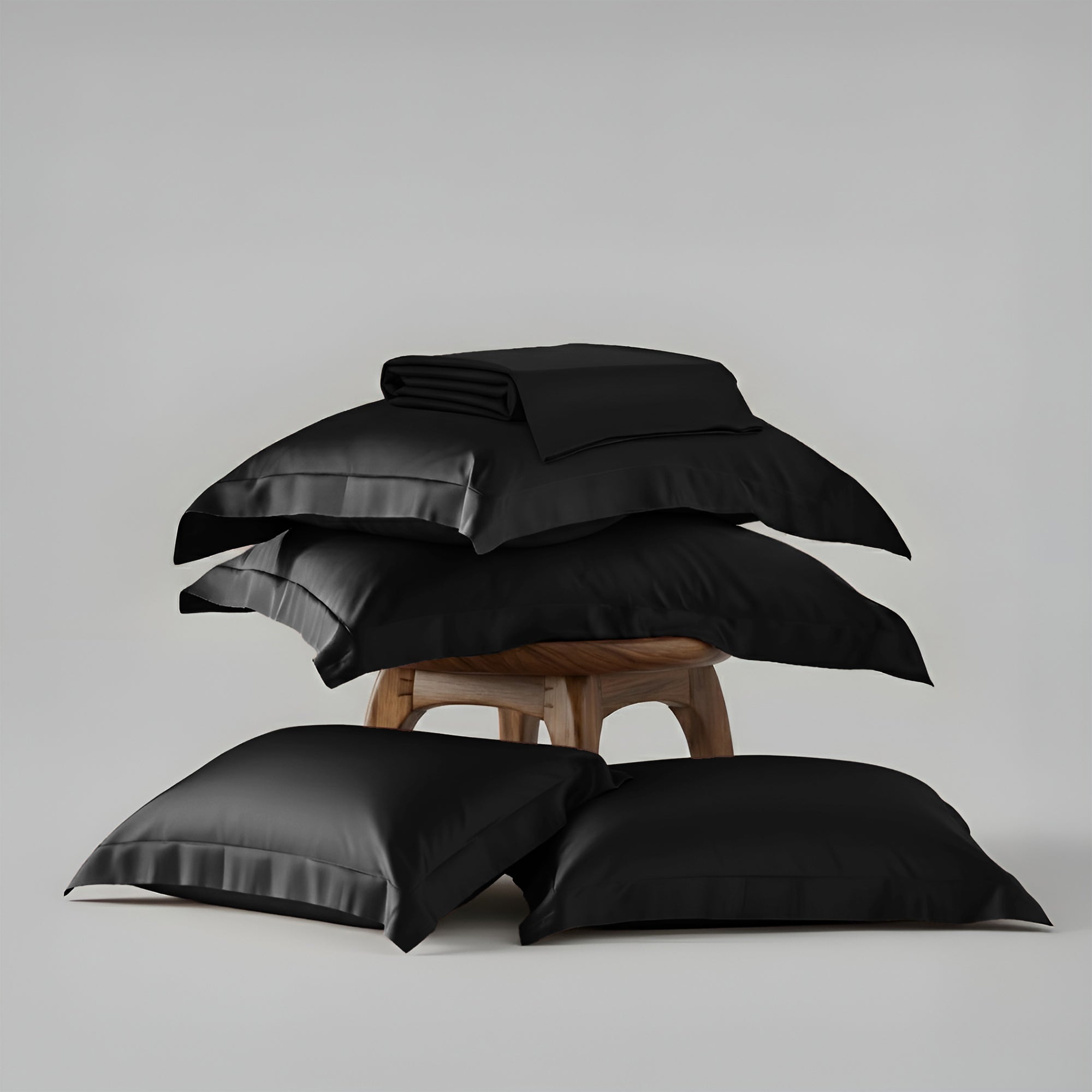Midnight Black Flat Bedsheet Set