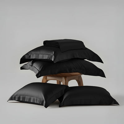 Midnight Black Flat Bedsheet Set