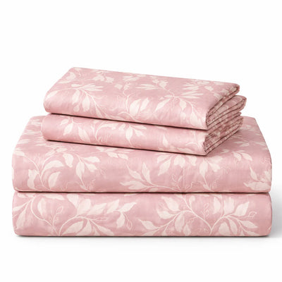Blush Pink Floral Queen Size Bedsheet with 2 Pillow Covers | Soft Cotton Double Bed Sheet (90 x 100 Inches)