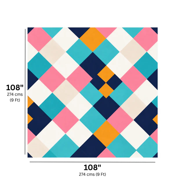 Modern Mosaic King Size Bedsheet Set (1 Bedsheet, 2 Pillow Covers)