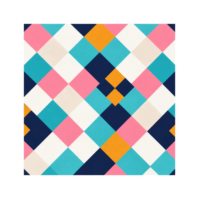 Modern Mosaic King Size Bedsheet Set (1 Bedsheet, 2 Pillow Covers)