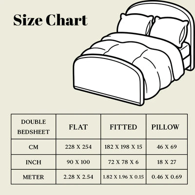 Olive Wave 5 Pcs Double Bedsheet Set (1 Bedsheet, 4 Pillow Covers)