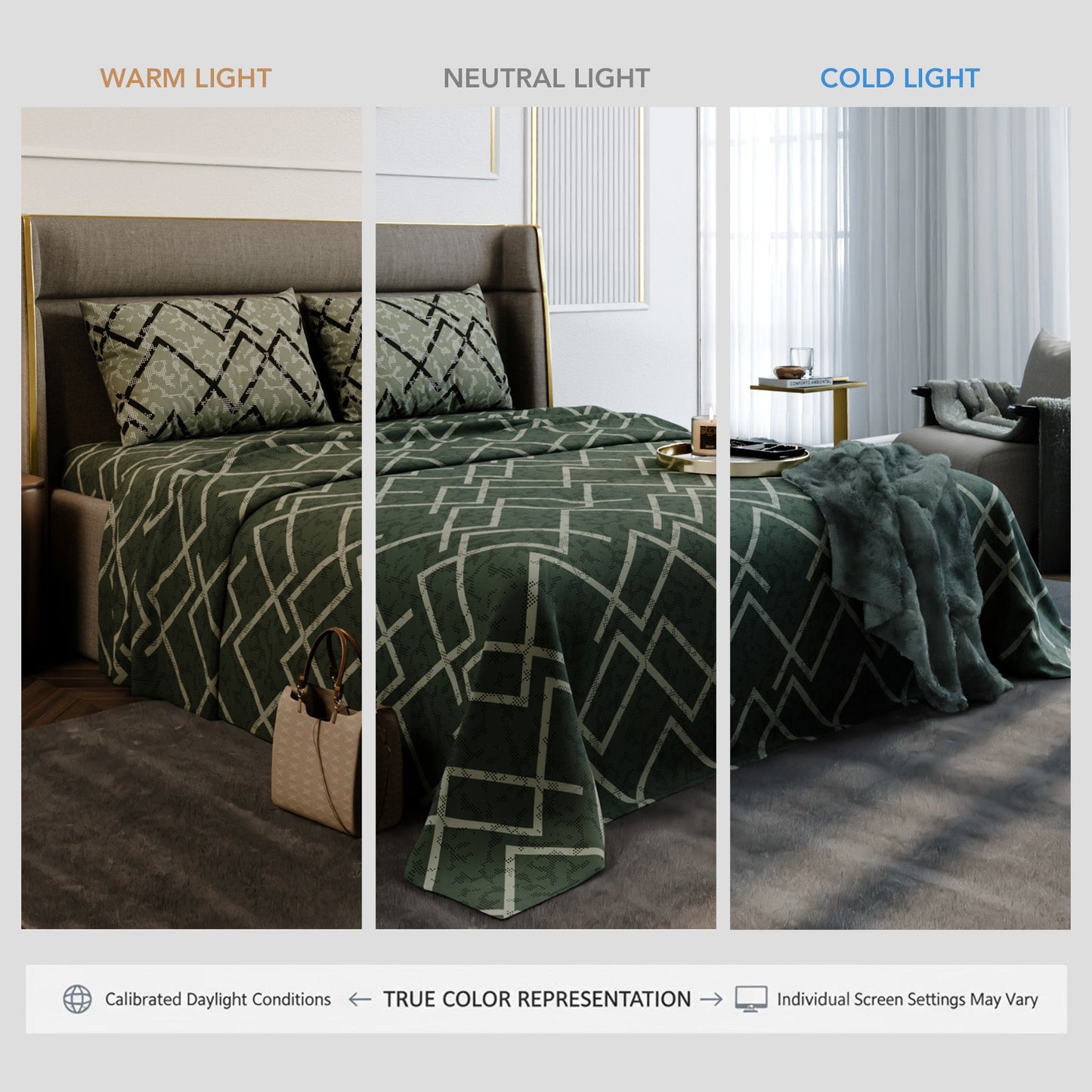 Olive Mesh  Cotton Bedsheet Set