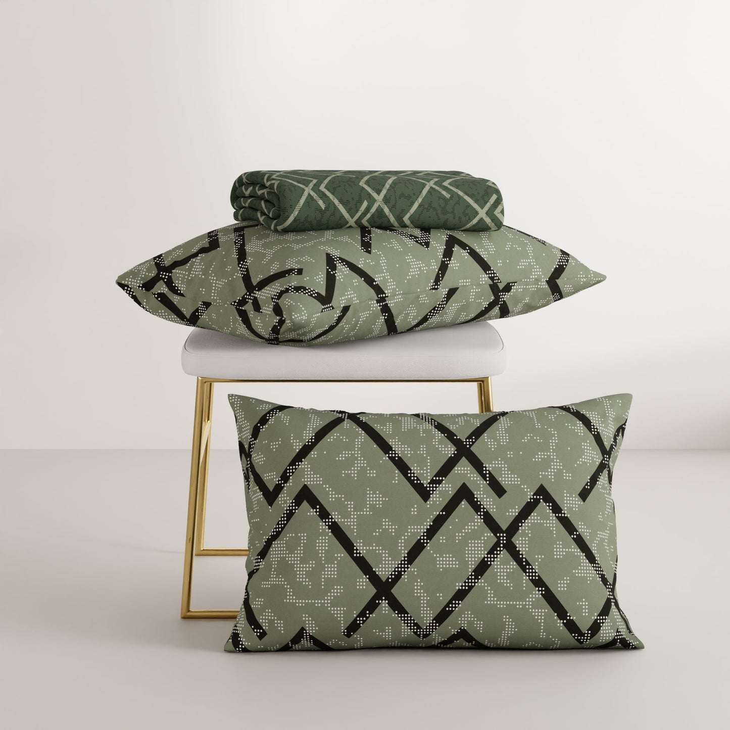 Olive Mesh  Cotton Bedsheet Set