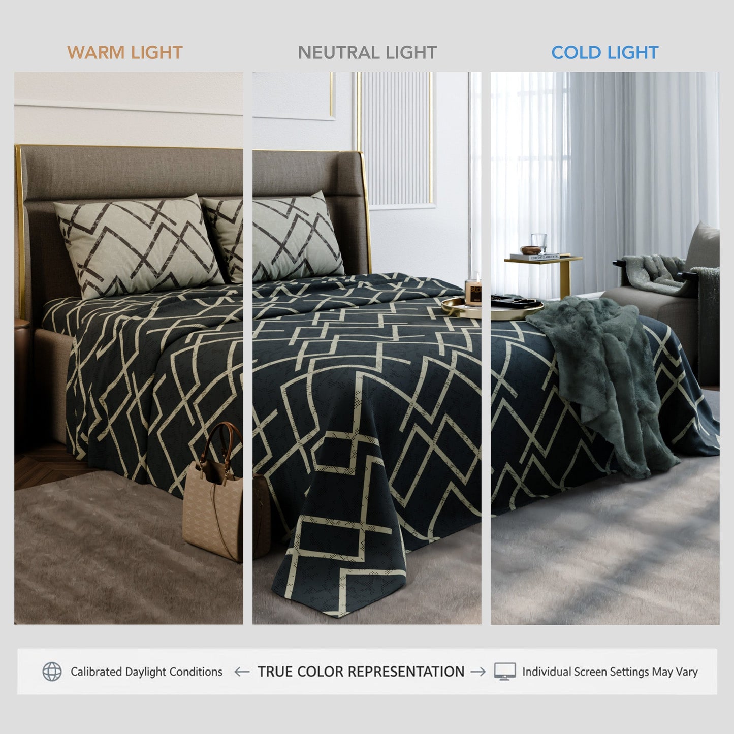 Slate Lattice Cotton Bedsheet Set