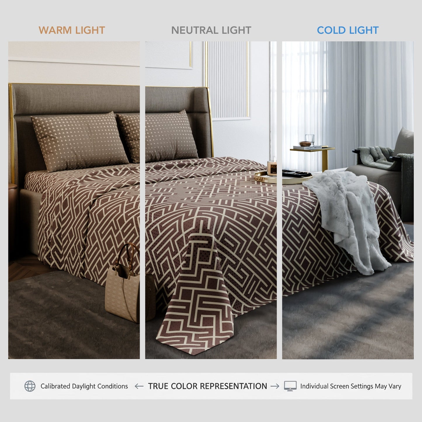 Mauve Labyrinth Cotton Bedsheet Set