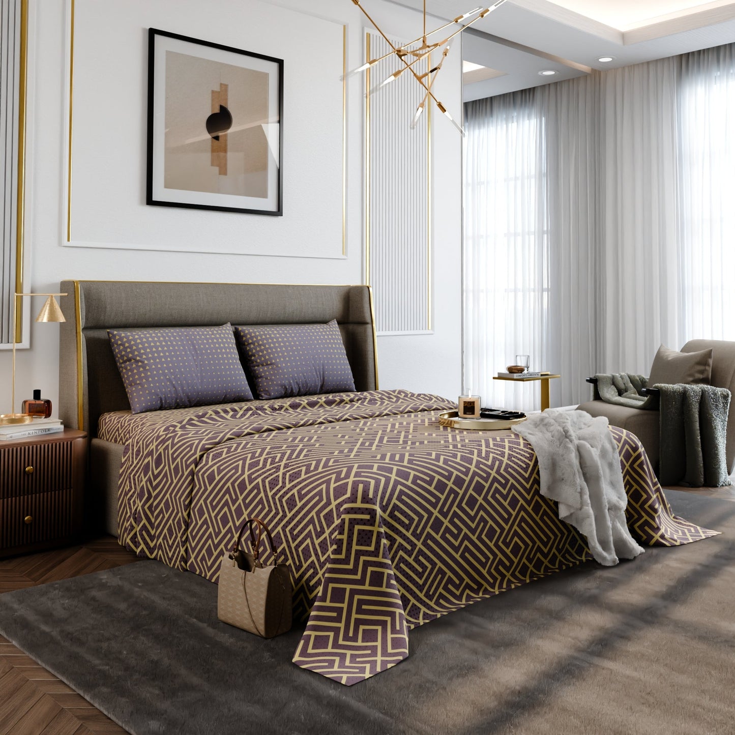 Marigold Maze Cotton Bedsheet Set