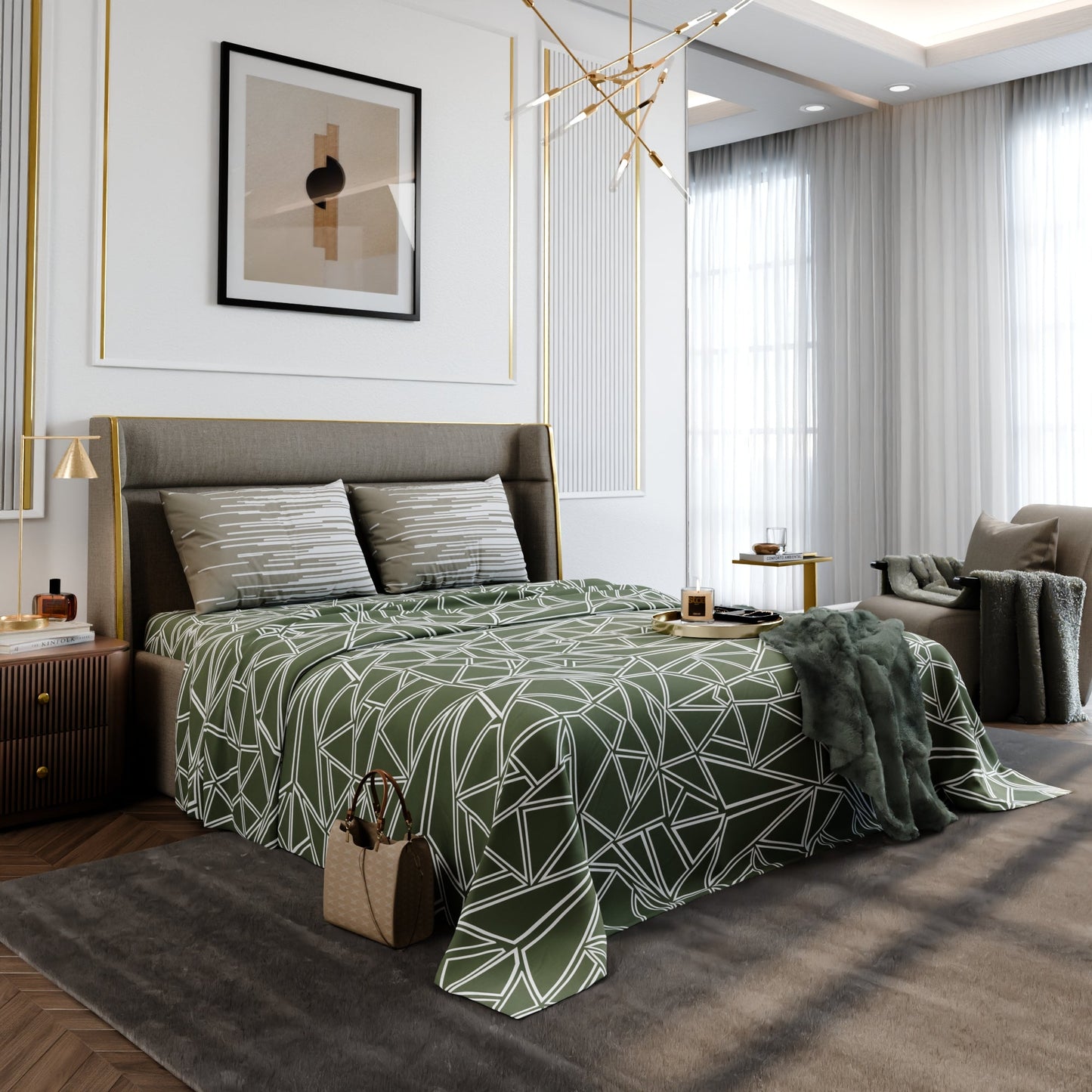 Sage Spectrum Cotton Bedsheet Set
