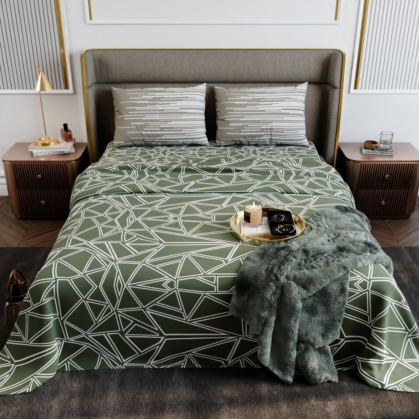 Sage Spectrum Cotton Bedsheet Set