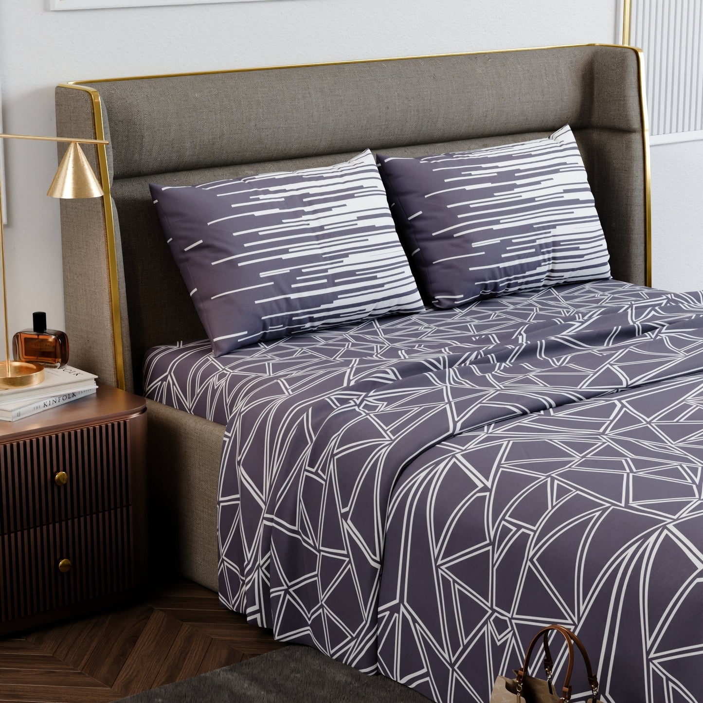 Lavender Matrix Cotton Bedsheet Set
