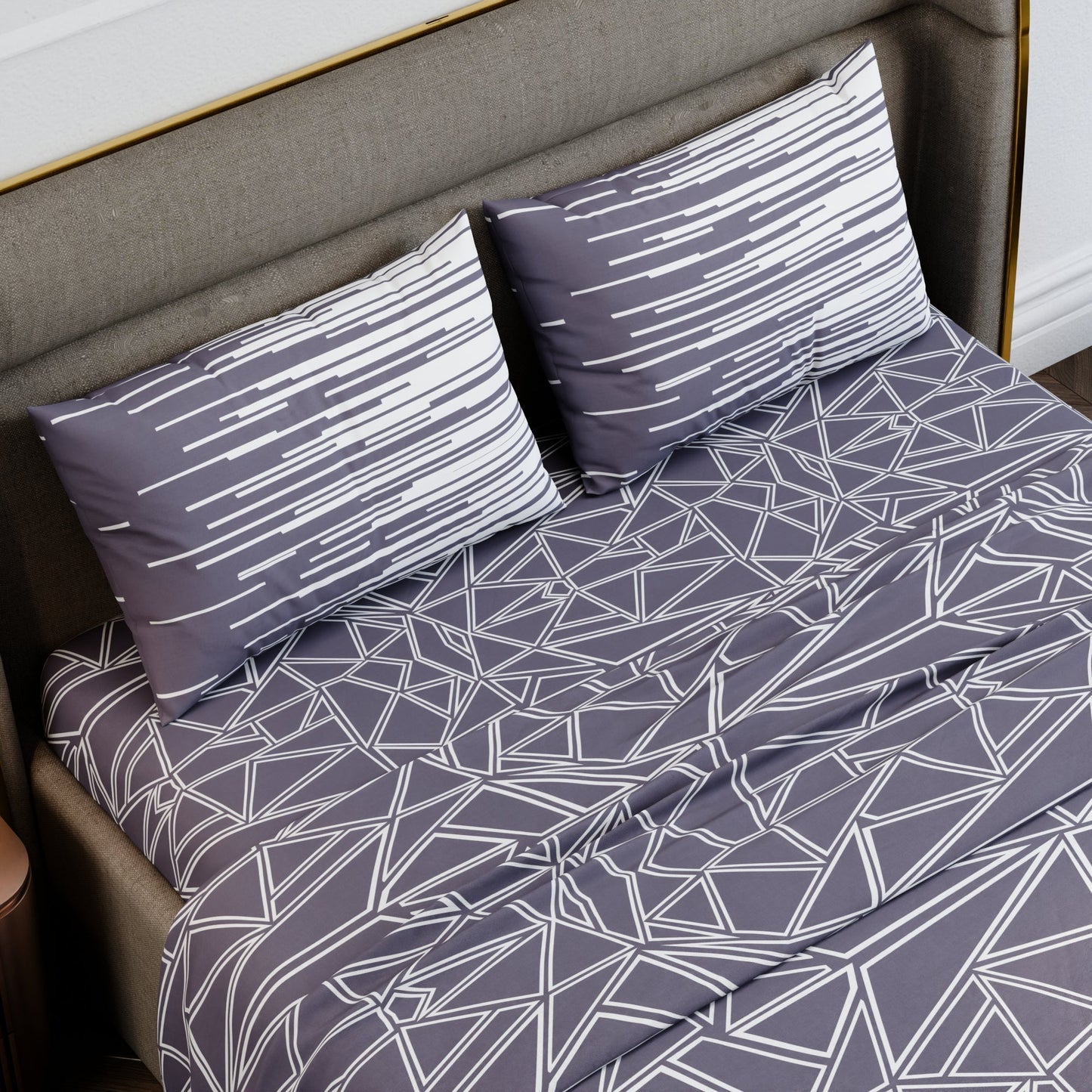 Lavender Matrix Cotton Bedsheet Set