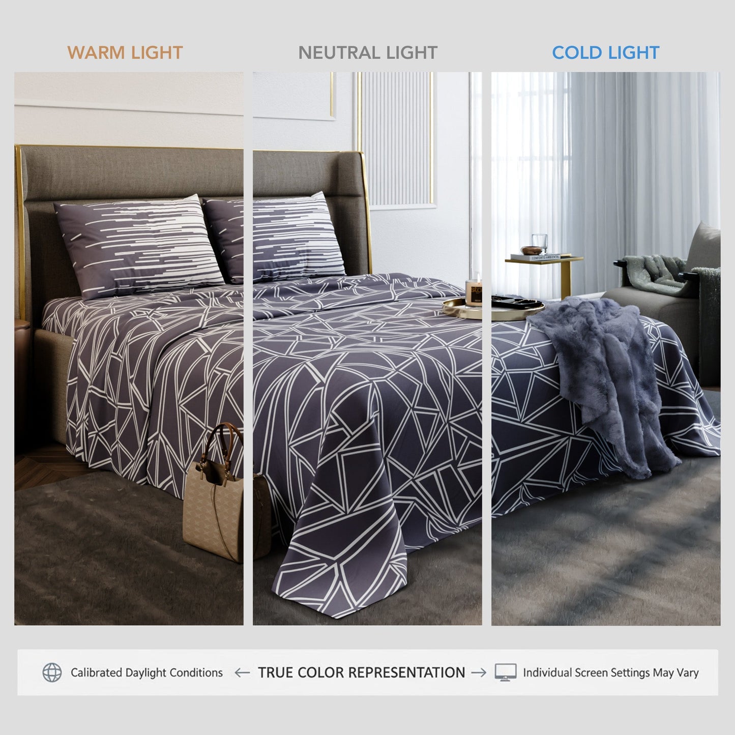 Lavender Matrix Cotton Bedsheet Set