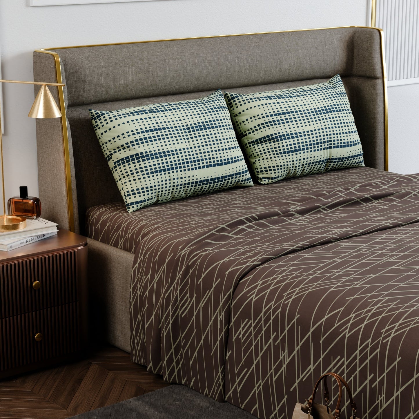 Mocha Rays Cotton Bedsheet Set