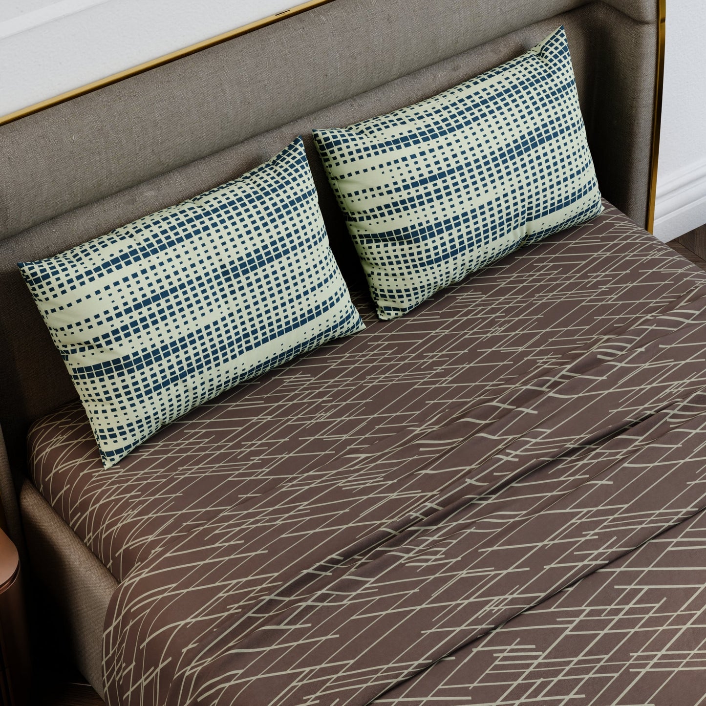 Mocha Rays Cotton Bedsheet Set