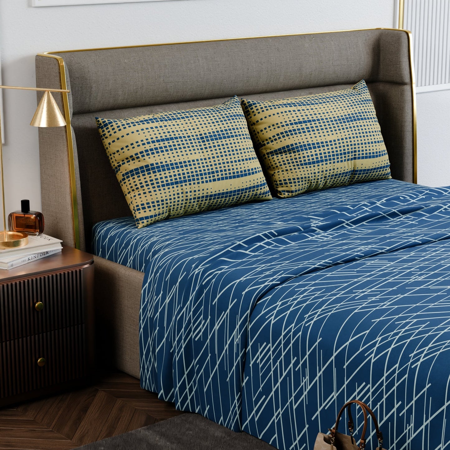 Cerulean Beams Cotton Bedsheet Set