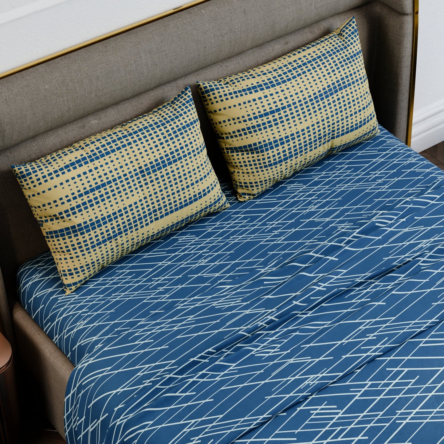 Cerulean Beams Cotton Bedsheet Set