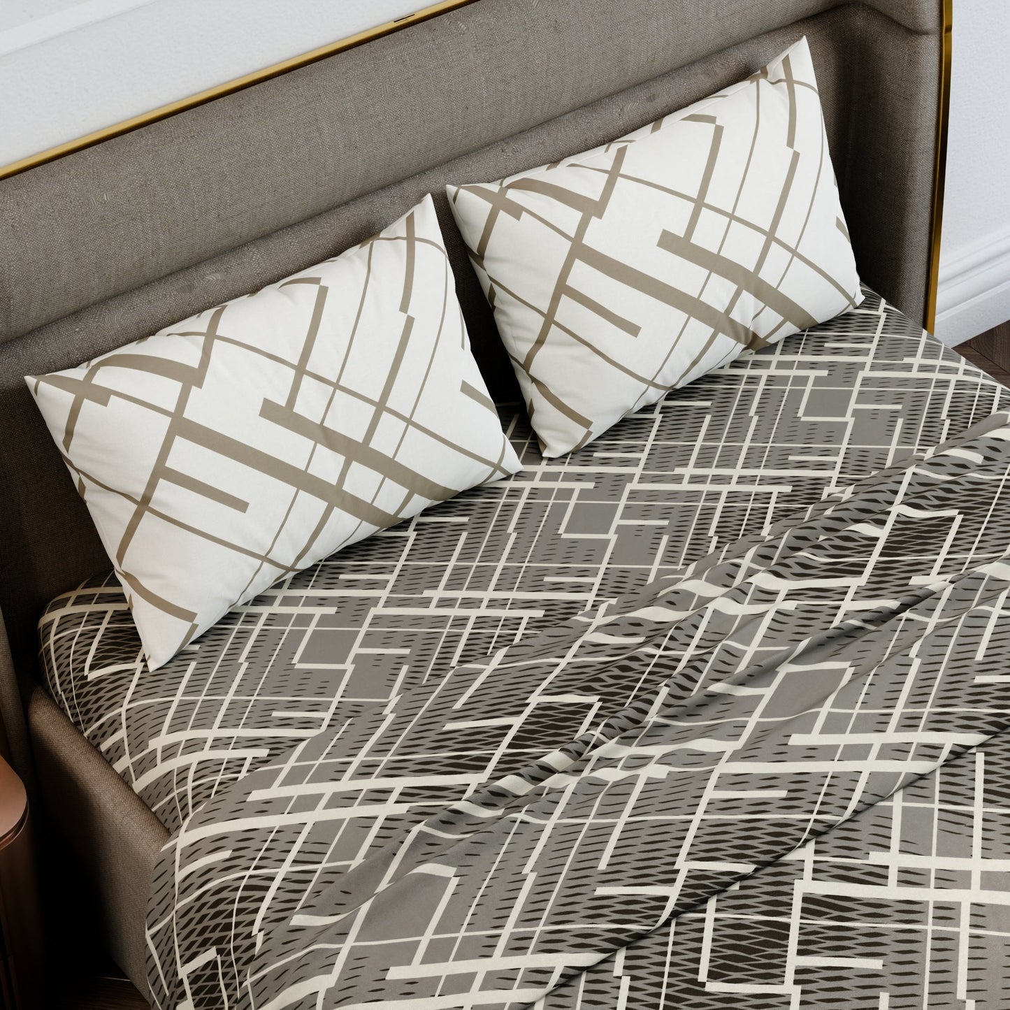Beige Boulevard Cotton Bedsheet Set