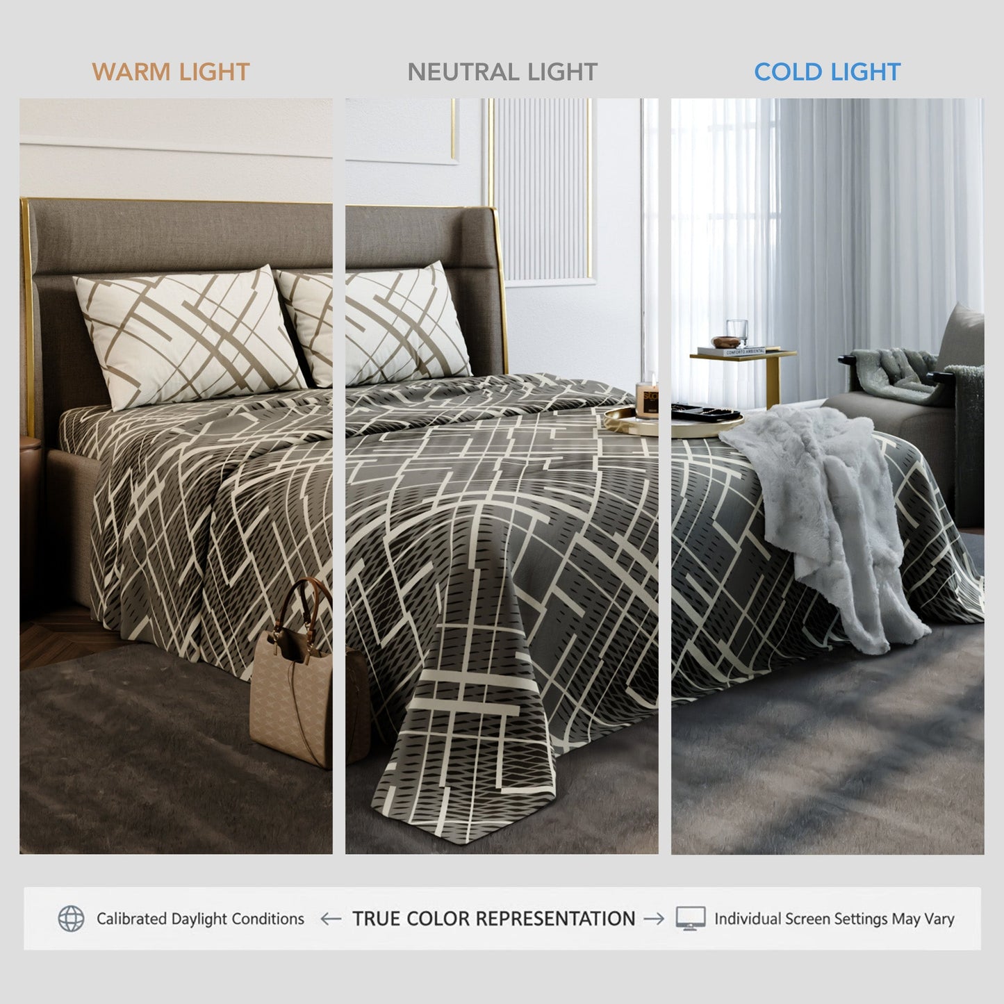 Beige Boulevard Cotton Bedsheet Set