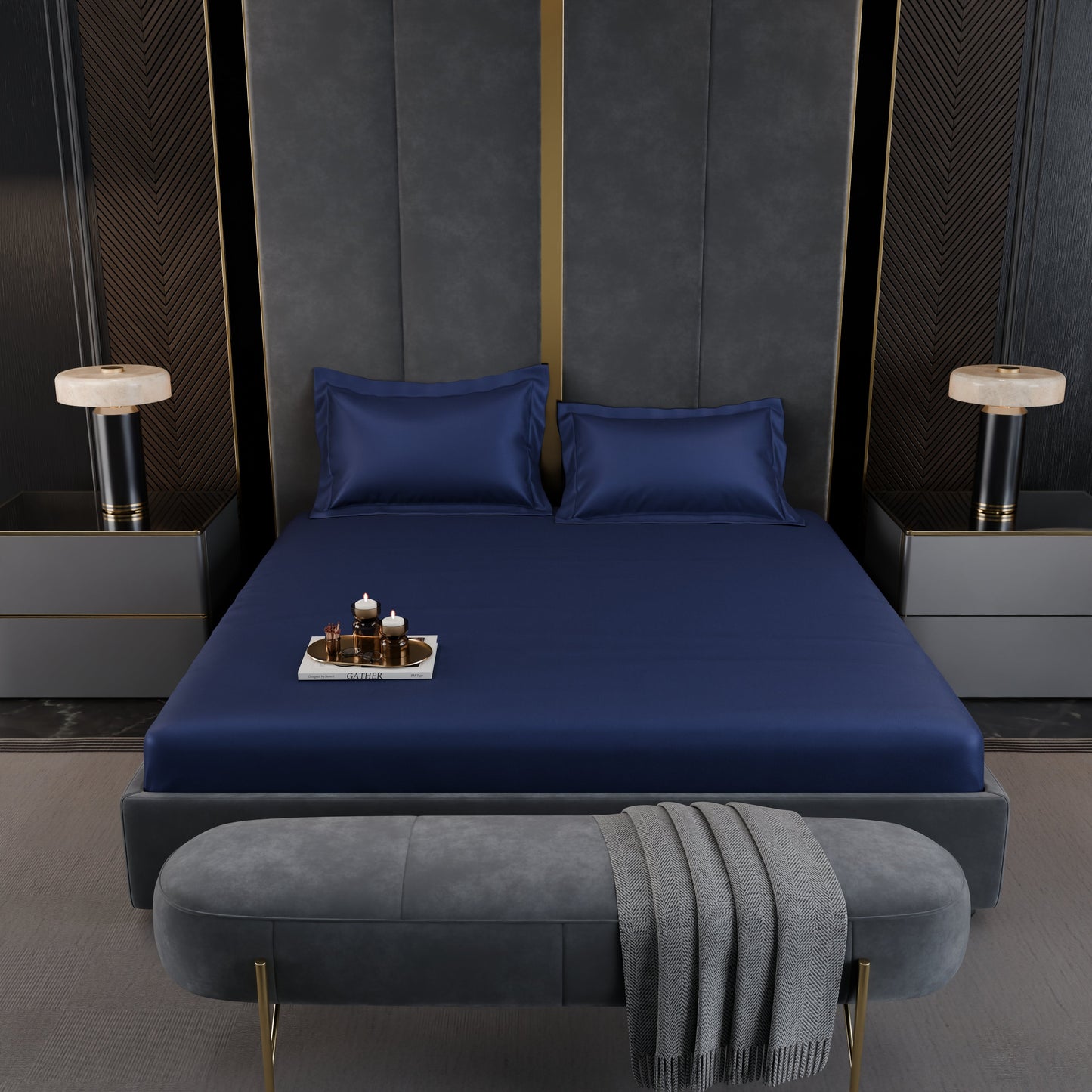 Sapphire Night Luxstre Cotton Fitted Sheet Set
