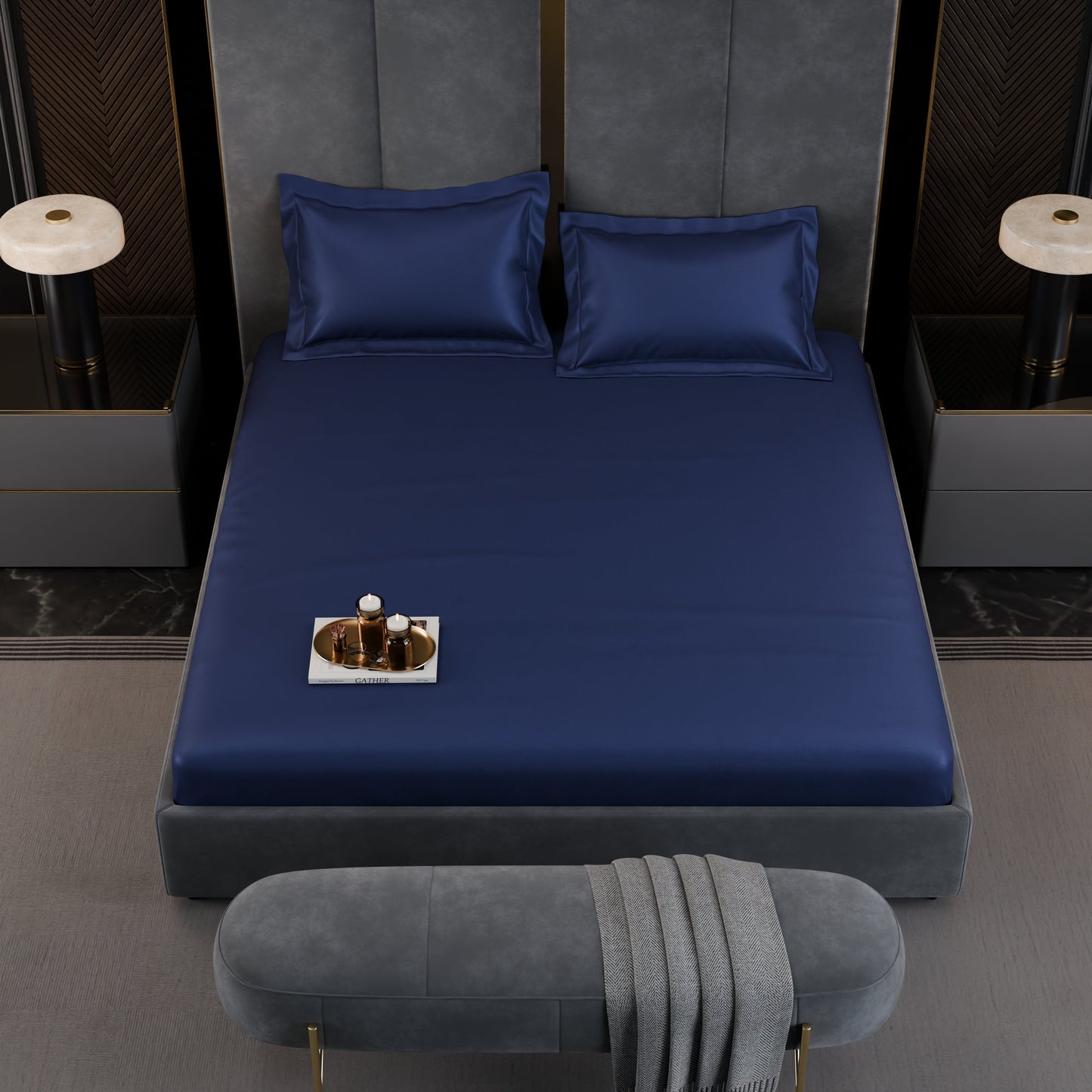 Sapphire Night Luxstre Cotton Fitted Sheet Set