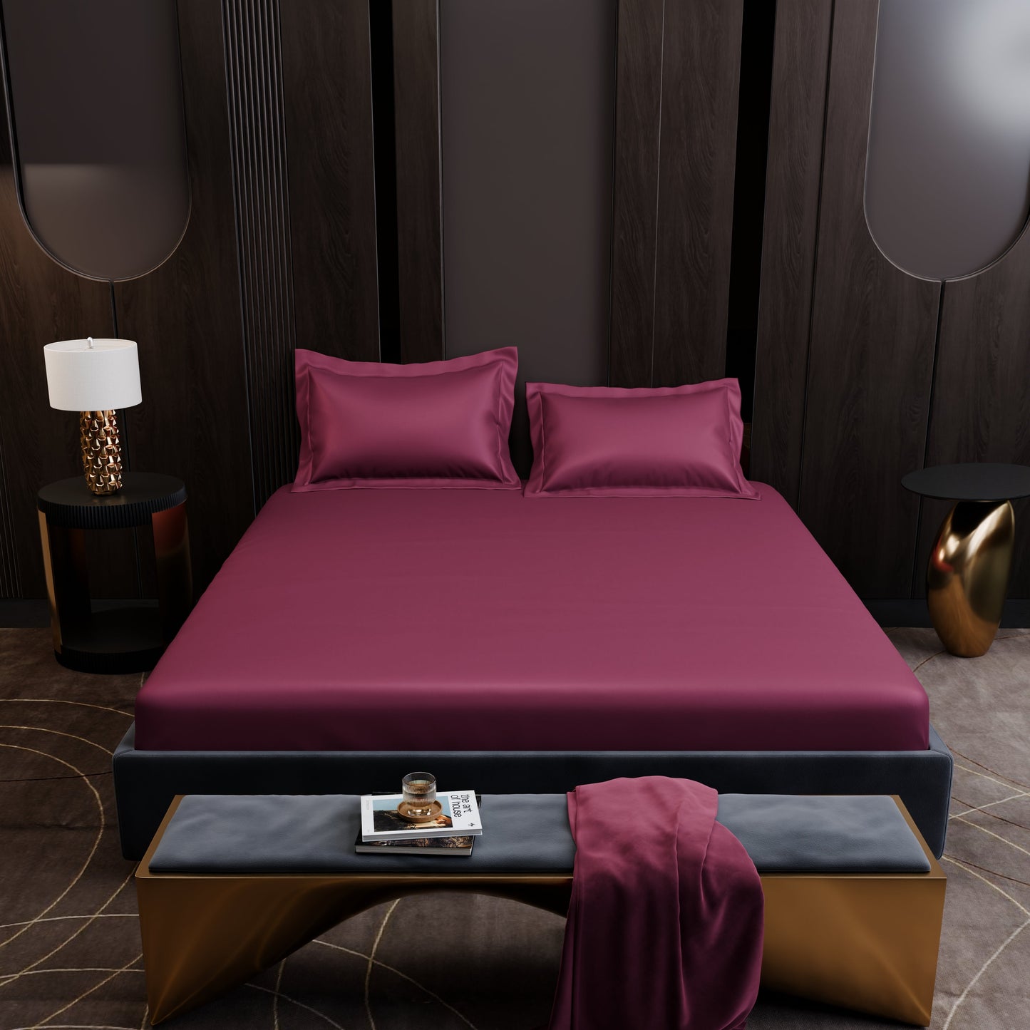Cherry Crimson Luxstre Cotton Fitted Sheet Set