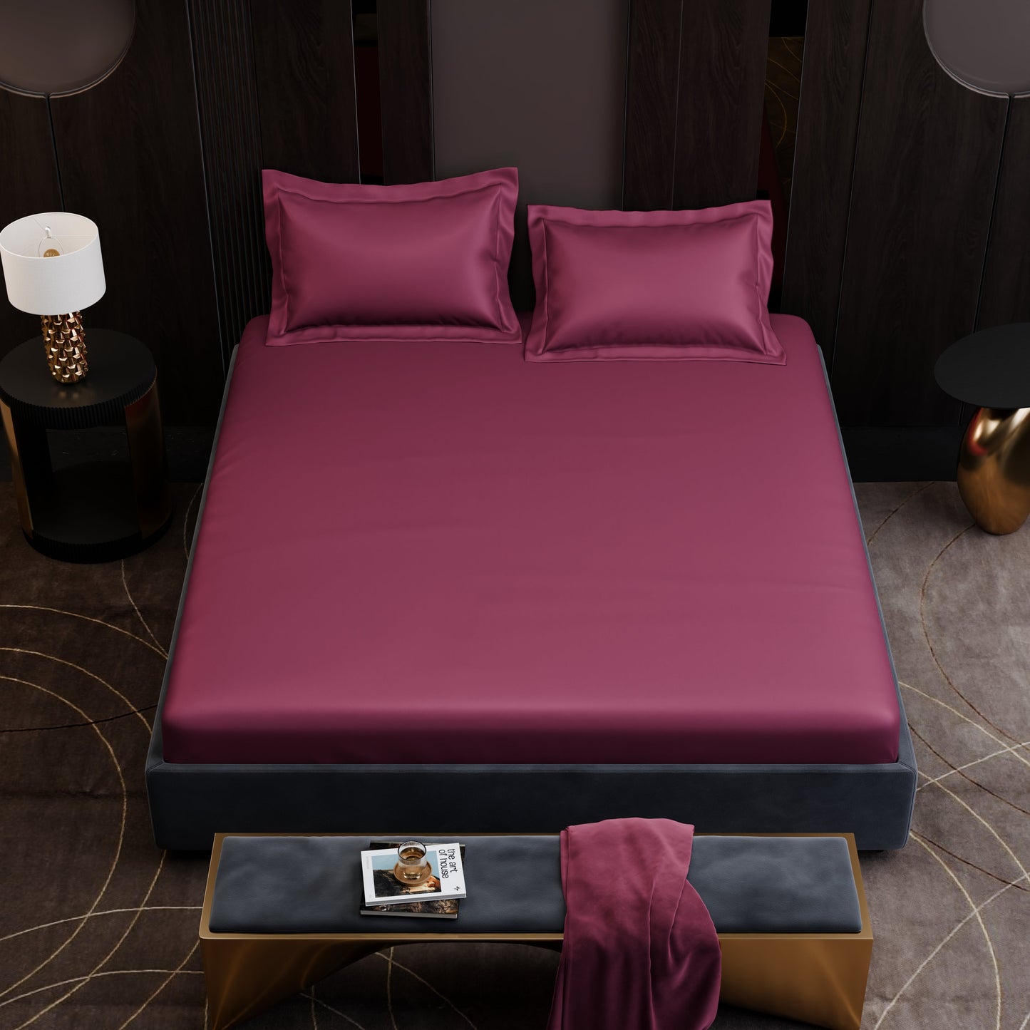 Cherry Crimson Luxstre Cotton Fitted Sheet Set